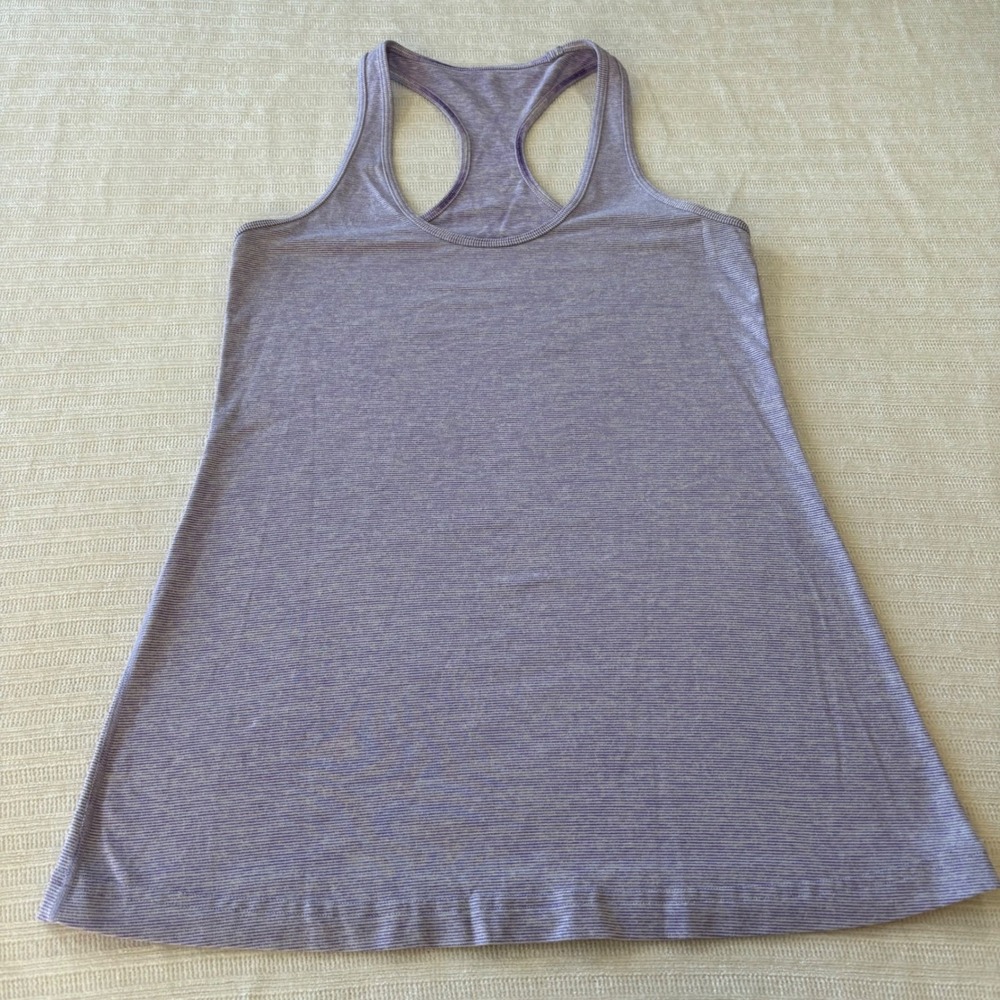 Lululemon Racerback Tank Top Purple White Micro Stripe Activewear Yoga Womens
